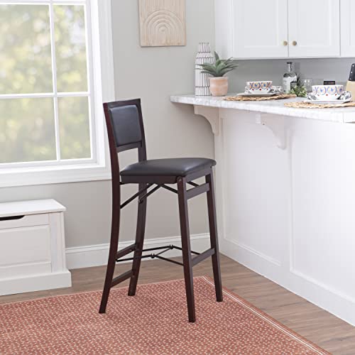 Linon Keira Pad Back Folding Bar Stool - color: Merlot/Brown, style: Bar Stool