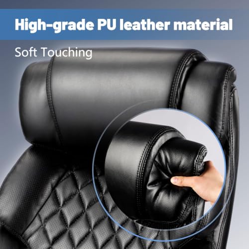 800LBS Big and Tall Office Chair for Heavy People, Heavy Duty Executive Chair with High Back, Extra Wide Seat and Adjustable Lumbar, Large Computer Desk Chair Comfortable for Home Office - color: Black