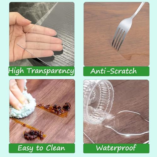 Kasepie PVC Clear Table Cover 12X24Inch, 1.5mm Thick Plastic Table Cover Rectangle,Clear Table Desk Mat for Kitchen, Dresser, Writing Desk，Dining Room Table - color: Clear 1.5mm Thick, size: 24" x 12" (Rectangular)