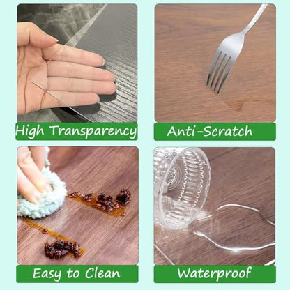 Kasepie PVC Clear Table Cover 12X24Inch, 1.5mm Thick Plastic Table Cover Rectangle,Clear Table Desk Mat for Kitchen, Dresser, Writing Desk，Dining Room Table - color: Clear 1.5mm Thick, size: 24" x 12" (Rectangular)