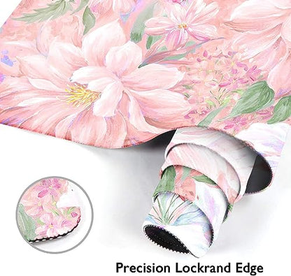 Large Mouse Pad, Mouse Pad, 31.5 x 15.7 Inch, Peony Flower Pink | Watercolor Painted Non-Slip Desk Pad Keyboard and Mouse Desk Mat for Gamer, Office & Home - color: Pink Peony Flowers