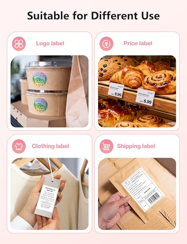 Phomemo Bluetooth Thermal Label Printer, 241BT 4X6 Shipping Label Printer | Wireless Label Printer for Small Business and Shipping Package, Compatible with iPhone, Android, Shopify, Amazon, USPS, Pink - color: Pink