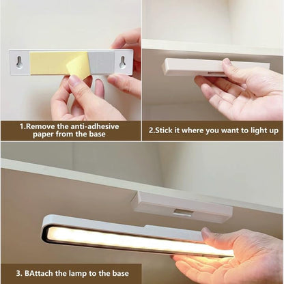 Desk Light Bar Under Desk Lights 16.5 in for Home Office, Under Shelf | Magnetic Rechargeable LED Remote Control 3000K 4500K 6000K Color Temperature Battery Powered - color: White #Remote