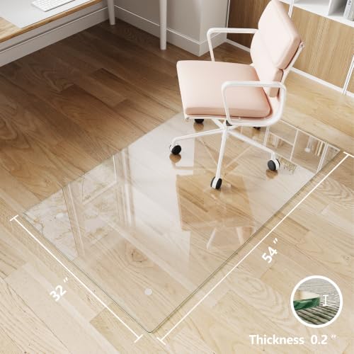 Koonmi Glass Chair Mat for Carpet, 32"x54" Thick Office Chair Mat - size: 32"x54"