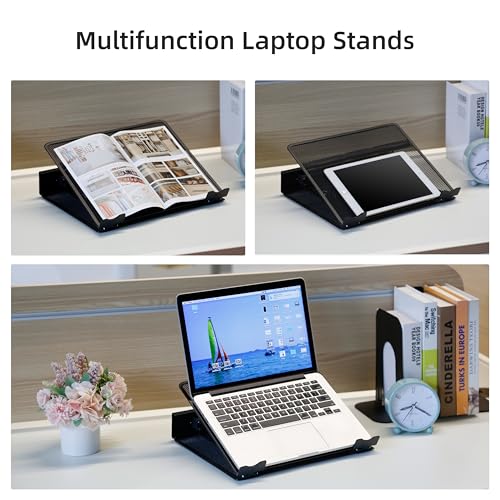 DESIGNA Metal Mesh Ventilated Adjustable Laptop Stands Computer Notebook Holder Stand Riser Compatible with Apple MacBook Air Pro Dell XPS HP Samsung Lenovo More Laptops up to 19"- Black