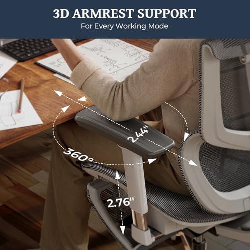 Lumbar Support Office Chair - 330lb Big & Tall Ergonomic Office Chair with Dynamic Lumbar - Forward Tilt Seat - Adjustable Headrest & Arms - Breathable Mesh Office Chair for Home Office