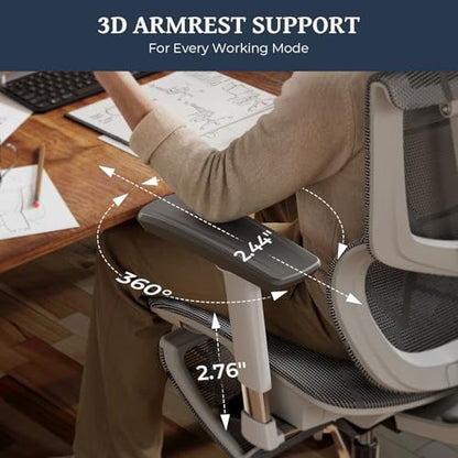 Lumbar Support Office Chair - 330lb Big & Tall Ergonomic Office Chair with Dynamic Lumbar - Forward Tilt Seat - Adjustable Headrest & Arms - Breathable Mesh Office Chair for Home Office