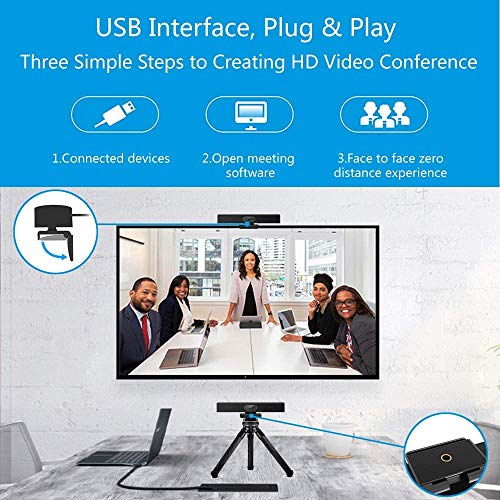 JACKLY Conference Room Camera with Microphone and Speaker, Wide Angle USB Video Conference Camera for Mac, PC, Laptop, Desktop (Black with Inverted Phase) - color: Black with inverted phase