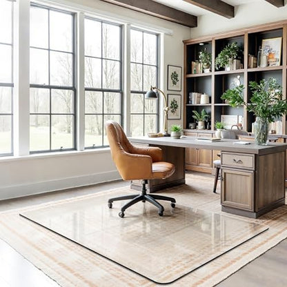 Office Chair Mat for Carpet & Hardwood, Upgraded 45" x 60" Tempered Glass Chair Mat for Office Home, with 4 Anti-Slip Pads - size: 45"x60"