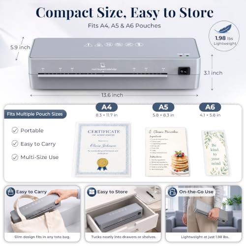 MAXDONE Laminator Machine 9-Inch - 5-in-1 Thermal Laminator Kit | with 50 Laminating Sheets, Fast Warm-Up, Paper Trimmer & Corner Rounder for Photos, Documents, Home, School & Office