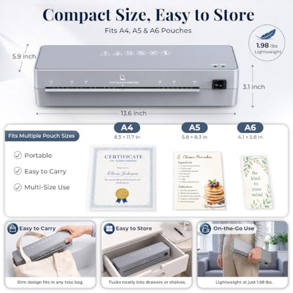 MAXDONE Laminator Machine 9-Inch - 5-in-1 Thermal Laminator Kit | with 50 Laminating Sheets, Fast Warm-Up, Paper Trimmer & Corner Rounder for Photos, Documents, Home, School & Office