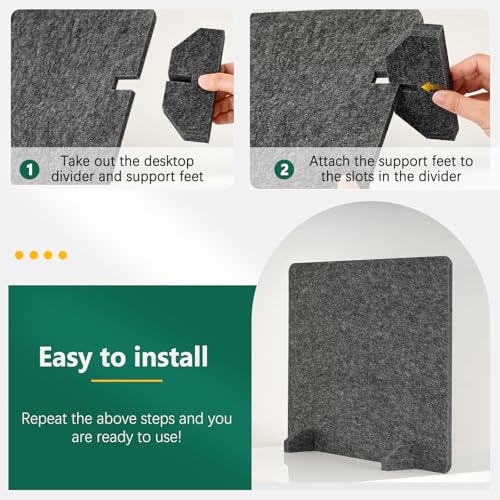 DOLLAR BOSS 4PCS Acoustic Desk Dividers, 24" x 20", Grey
