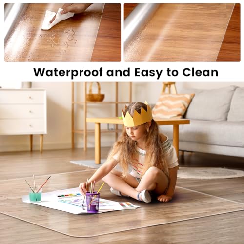 Office Chair Mat for Hardwood Floor: 63"x 51" Extra Large Floor Mat for Rolling Chair and Computer Desk, Clear Chair Mat Heavy Duty Plastic Protector for L Desk, Home, Gaming Easy Glide - size: 63"x51"