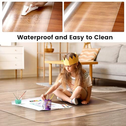 Office Chair Mat for Hardwood Floor: 63"x 51" Extra Large Floor Mat for Rolling Chair and Computer Desk, Clear Chair Mat Heavy Duty Plastic Protector for L Desk, Home, Gaming Easy Glide - size: 63"x51"