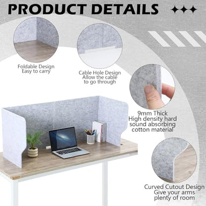 2 Pcs Large Desk Divider Foldable U Privacy Partition 48"L x 20"H - size: 48"L x 20"H, style: Elegant