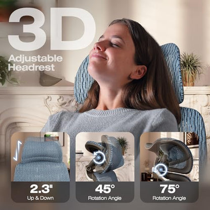 X100 Ergonomic Mesh Office Chair with Footrest, Big and Tall Home Desk Chair with 5D Flip-Up Arms, Adjustable 3D Lumbar Support, Gaming & Executive Computer Chair (Oaxaca Blue) - color: Oaxaca Blue