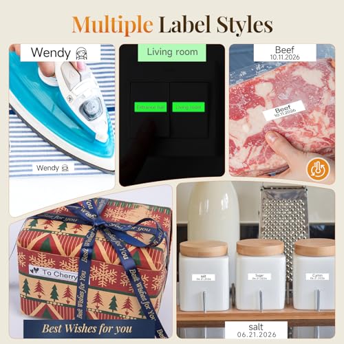 Phomemo F12 Ribbon Label Printer, Magnetic Label Maker Machine with 4 Tapes | No Typing Required, One-Click Printing, Handheld Rechargeable Backlit-LCD Screen for Home Food School Gift Wrapping Fridge - style: 1 Printer with 4 Tapes
