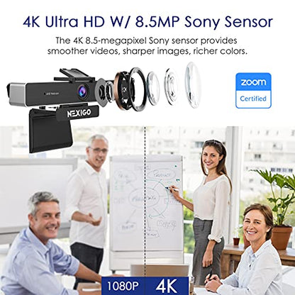 Zoom Certified, NexiGo N950P 4K Zoomable Webcam with Remote Control, Sony_Starvis Sensor, 5X Digital Zoom, Pro Web Camera with Dual Stereo Mics, for Zoom Skype Teams Twitch - style: Webcam 4K