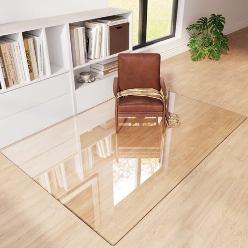 Tempered Glass Chair Mat for Carpet 72"x48", Floor Protector | Ultra Clear Office Chair Mat for Hardwood Floors & Carpets, Heavy Duty 0.2" Scratch-Resistant Surface with Non-Slip Pads - size: 72"x48"