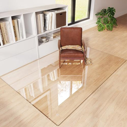 Tempered Glass Chair Mat for Carpet 72"x48", Floor Protector | Ultra Clear Office Chair Mat for Hardwood Floors & Carpets, Heavy Duty 0.2" Scratch-Resistant Surface with Non-Slip Pads - size: 72"x48"