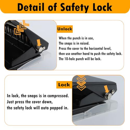10-Hole Punch Binding Machine for Planners Mini Spiral Binding Punch Book Coil Binding Tool for A4, A5, B5 Paper, Includes 8 Spiral Coils, 2 Semi-Auto Binders and 4 Sheets Hole Reinforcements