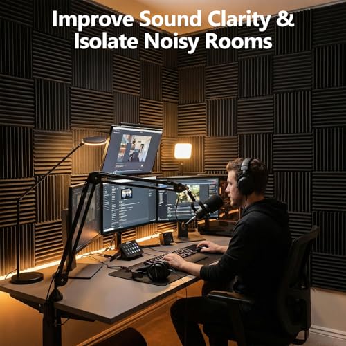 80 Pack Acoustic Foam Panels,1"X 12" X 12"Sound Proof Foam Panels,High Density Sound Absorbing Panels,Soundproof Wedges Panels for Studio Recording & Office & Home - color: 80P-Foam