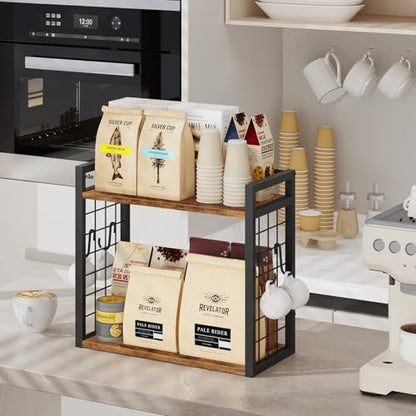 ELITEROO Desktop Shelf Organizer, 2 Tier Wood Desk Bookshelf, Rustic Brown - color: Rustic Brown