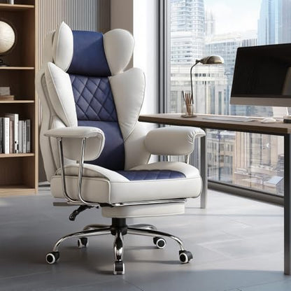 GTPLAYER Gaming Chair,Office Chair with Pocket Spring Lumbar Support, Ergonomic Comfortable Wide Office Desk Computer Chair with Outward Fixed Soft Armrests and Footrest (Fabric, Light Blue & White) - color: Light Blue White