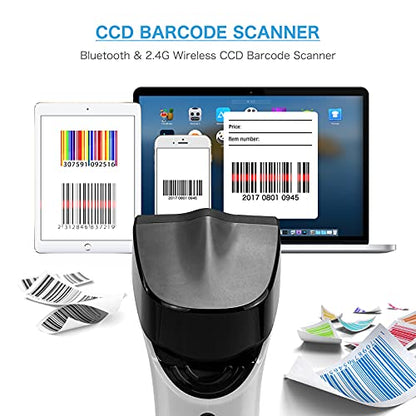 NETUM 1D Barcode Scanner, Wireless Bluetooth with Cradle, DS5000-White - color: White