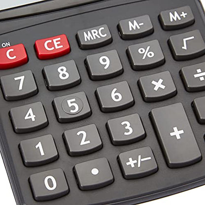 Amazon Basics LCD 8-Digit Desktop Calculator, Portable and Easy to Use, Black, 5-Pack - size: 5