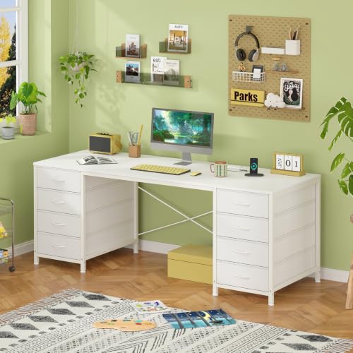 60 Inch Computer Desk with 8 Drawers for Home Office, Bedroom, Living Room - color: White, size: 18.9"D x 59.8"W x 29.3"H