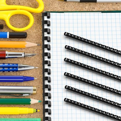 Yunsailing 150 Pack Plastic Binding Combs Plastic Binder Comb Ring 19 Ring Binding Spines Letter Size Spiral coils for Notebook Calendar(3/8 in,Black) - color: Black, size: 3/8 In