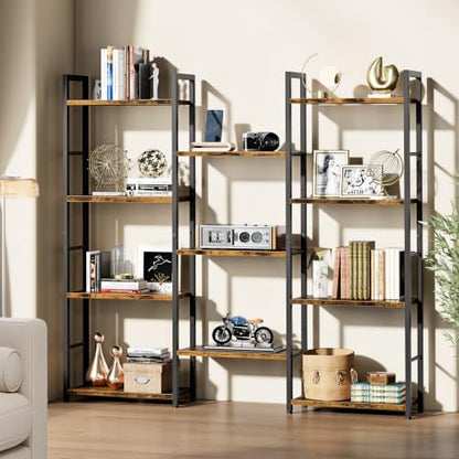 Shintenchi Large 4 Tier Bookshelf,Triple Bookcase, Tall Open Shelves - size: 4 Tier(Wide)