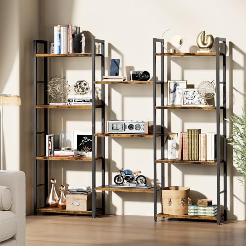 Shintenchi Large 4 Tier Bookshelf,Triple Bookcase, Tall Open Shelves - size: 4 Tier(Wide)