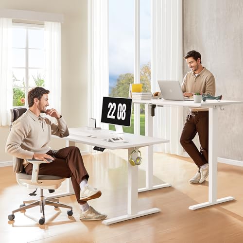WALKINGDESK 40x24 Inches Whole Piece Electric Standing Desk, Seamless One Piece Height Adjustable Sit to Stand up Desk for Home Office, Ergonomic Computer Workstation, White - color: White, size: 40 inch