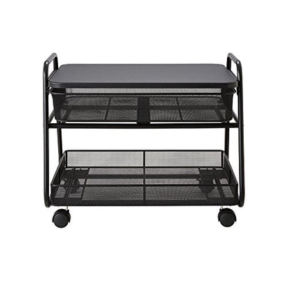 Safco 5208BL Onyx Under-Desk Rolling Machine Stand, Black, 21"W x 16"D x 17.5"H for Printer and Fax Machines With Basket and Drawer Storage. Perfect for Home, Office and Classrooms - color: Black Mesh