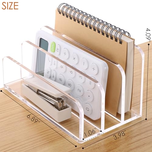 SANRUI Clear Acrylic Mail Organizer for Desk, Mail Holder 3-Slot - size: 3 Slots-Tiered