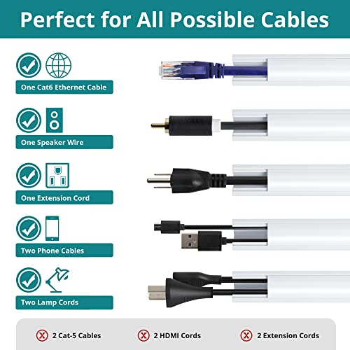 85in Corner Cable Concealer, One-Cord Corner Duct, Paintable Cord Cover, Cable Management Channel for Wall, Floor Baseboard, Ceiling, Black