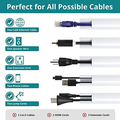 85in Corner Cable Concealer, One-Cord Corner Duct, Paintable Cord Cover, Cable Management Channel for Wall, Floor Baseboard, Ceiling, Black
