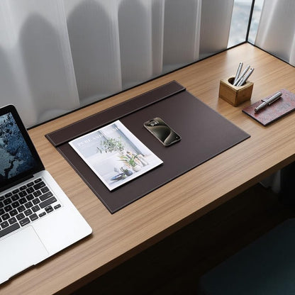 KINGFOM Ultra-Smooth PU Leather Desk Pad & Mat Office Desk Drawing & Writing Board A3/ A4 File Paper Clip Table Protector Mat on Top Large 24''x18'' (Brown) - color: Brown-a006