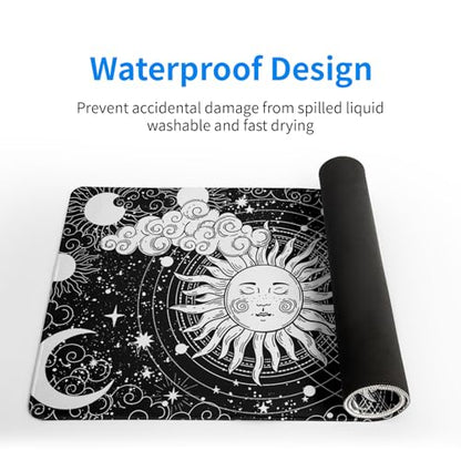 Magic Astrology Extended Big Mouse Pad Large, Gaming Mouse Pad Desk Pad,31.5x11.8 Inch Long Computer Keyboard Mouse Mat Black Mousepad with 3mm Non-Slip Base and Stitched Edge for Gaming and Office - color: Magic Astrology