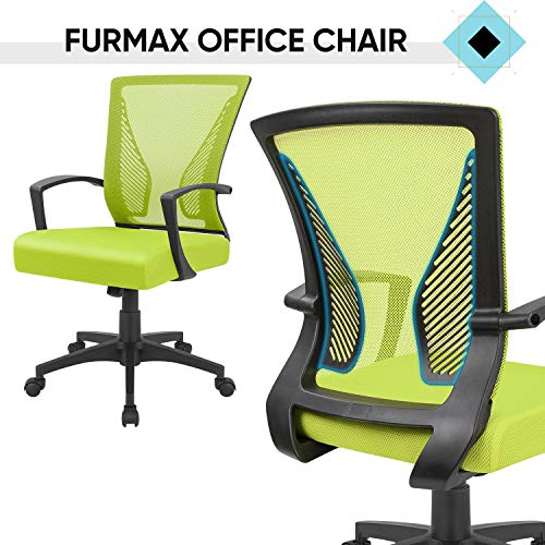 Furmax Office Chair Ergonomic Computer Desk Mesh Chair Mid Back Swivel Lumbar Support with Armrest (1, Cyan) - color: Cyan