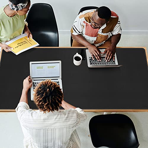 CENNBIE Leather Desk Mat, 63" x 31.4", Large Desk Pad Protector Black - color: Black, size: 31.4" x 63"
