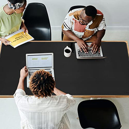 CENNBIE Leather Desk Mat, 63" x 31.4", Large Desk Pad Protector Black - color: Black, size: 31.4" x 63"