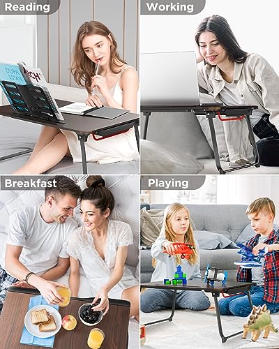 SAIJI Laptop Desk for Bed, XX-Large Foldable Bed Tray Table, 25.6" x 19.3" - color: Black Cherry