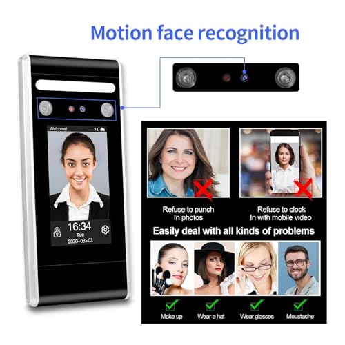 Time Clocks WiFi Dynamic Face Access Control Time Attendance Machine Biometric IR Face Recognition Keypad TCP/IP/USB,DT60-TOP