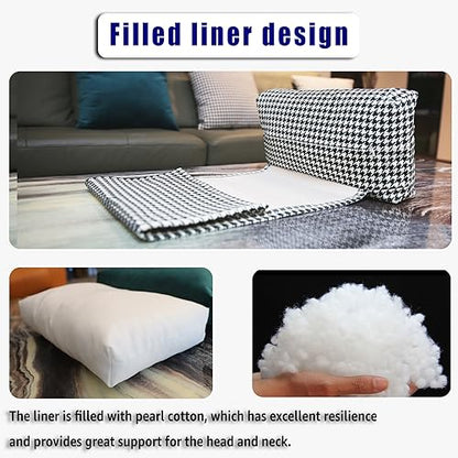 Velvet Recliner Headrest Pillow, Non-Slip Neck Support, Houndstooth - color: Houndstooth