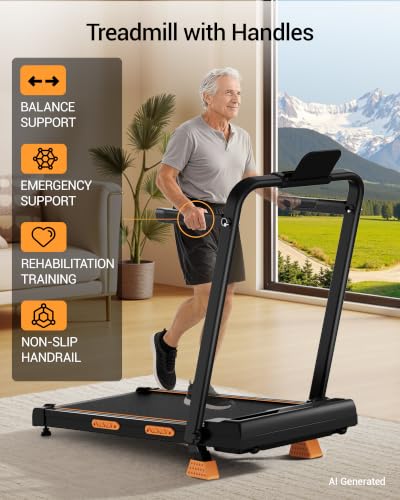 16% Incline Walking Pad Treadmill, 3-in-1 Under Desk Treadmill with Handles | Foldable, Compact, Portable Treadmills for Home Small, 2.5HP Quiet Brushless, 330 LBS Capacity, Home Office, LED Display