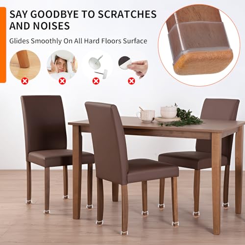Ezprotekt 16 Pcs Rectangle Clear Silicone Chair Leg Floor Protectors with Felt, Rectangle Chair Leg Caps, Furniture Leg Covers Cups for Chair Table Desk Anti- Scratches (Fit L :1.3-1.7", W: 0.6-0.9") - size: M-Rectangle