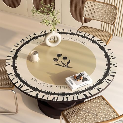 Retro Round Table Cover Protector, Waterproof PU Leather Table Mat Tablecloth Pad for Dining Coffee Table Writing Desk(G,50cm(20in)) - color: G, size: 50cm(20in)